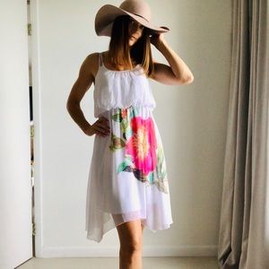 Charlotte Russe sheer white dress w graphic flower